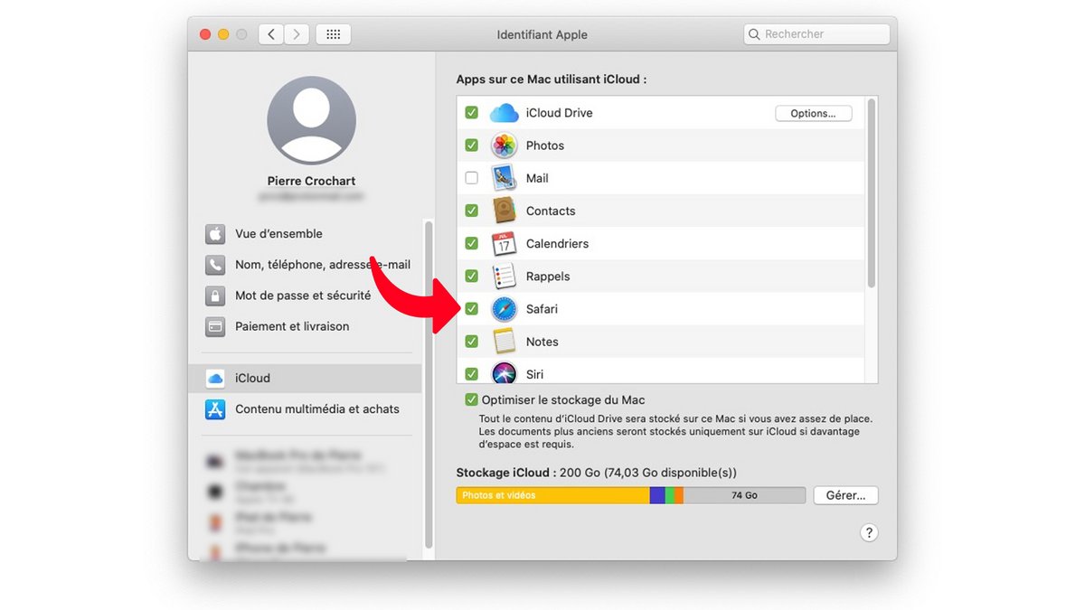 tuto désactiver synchronisation iCloud Safari