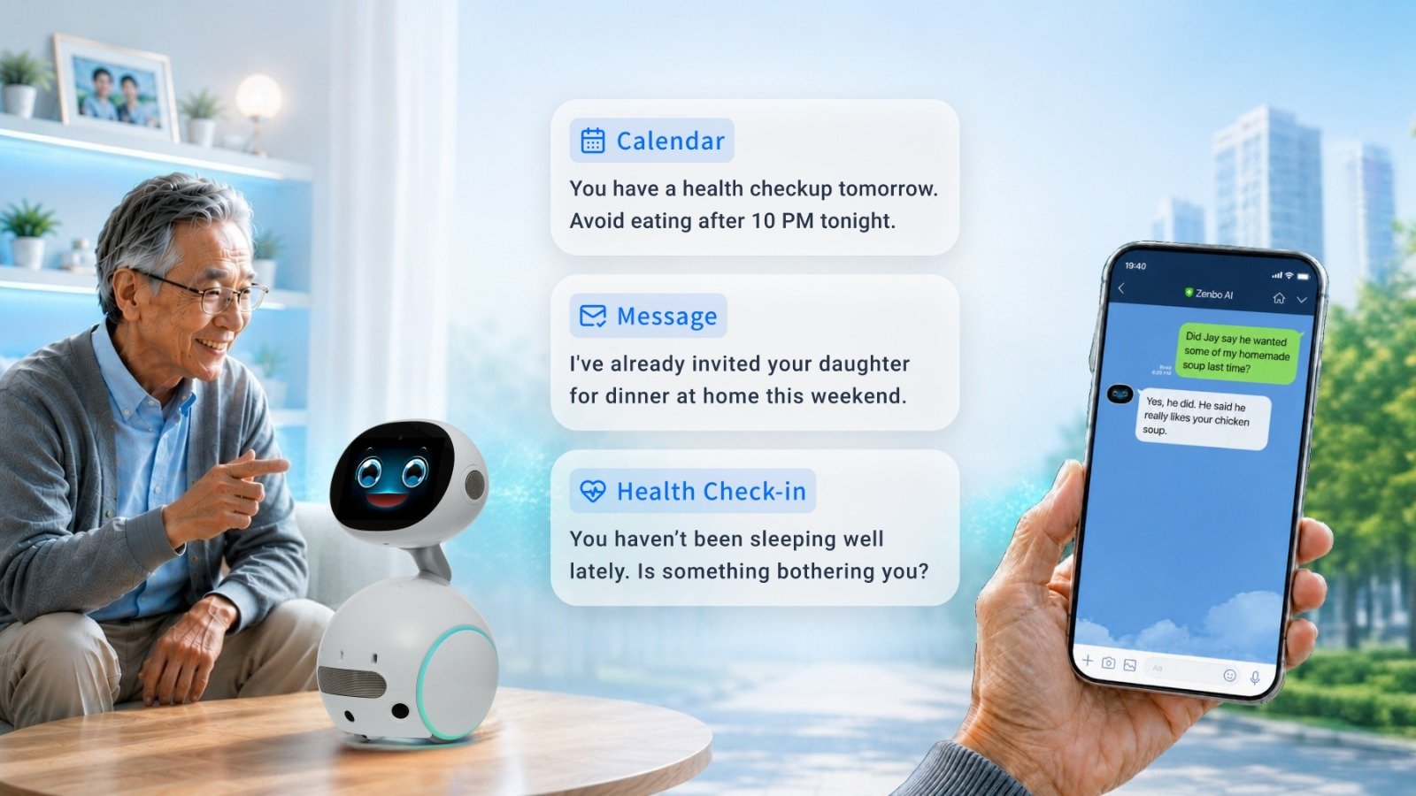 Étrangement, le robot de compagnie du taïwanais n'a pas encore de petit nom. Le communiqué de presse de la marque est-il parti trop vite ? ©Asus