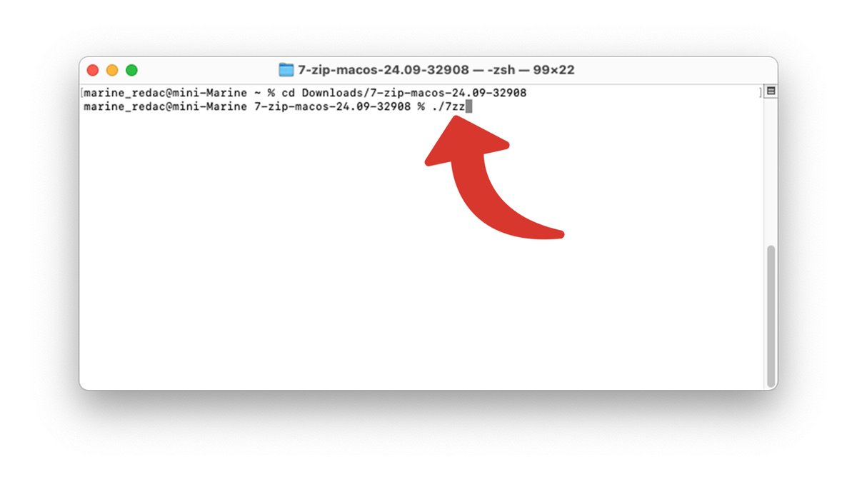 Saisir la commande pour installer 7-Zip sur Mac © Clubic