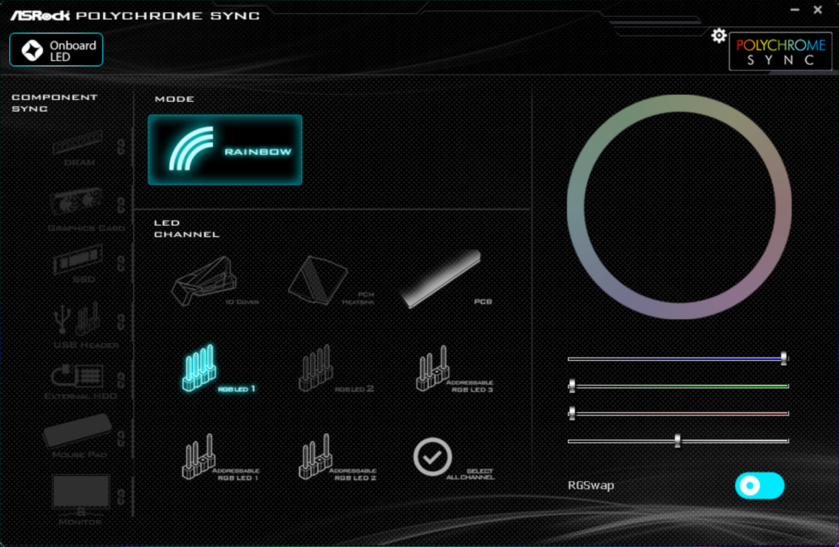 ASRock Polychrome SYNC est un logiciel simple, mais efficace © Nerces pour Clubic