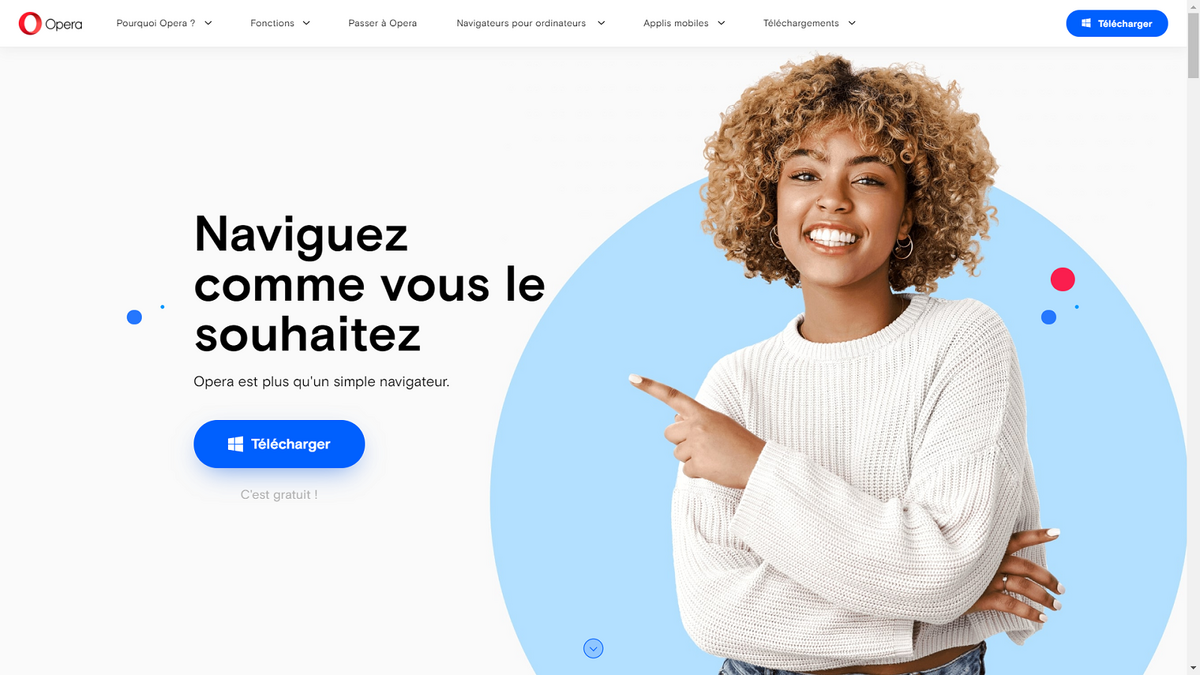 Téléchargez Opera sur le site officiel pour profiter de la dernière version.