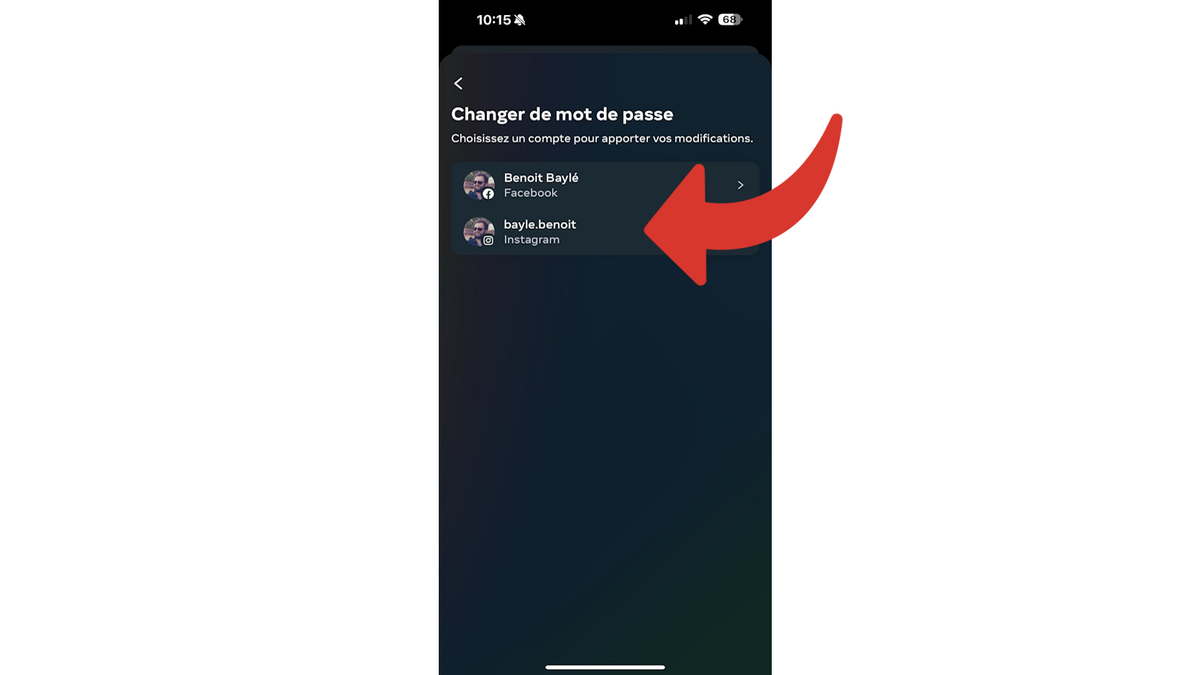 Faites bien attention à bien choisir l'option Instagram et pas Facebook ici © Benoit Baylé pour Clubic.com