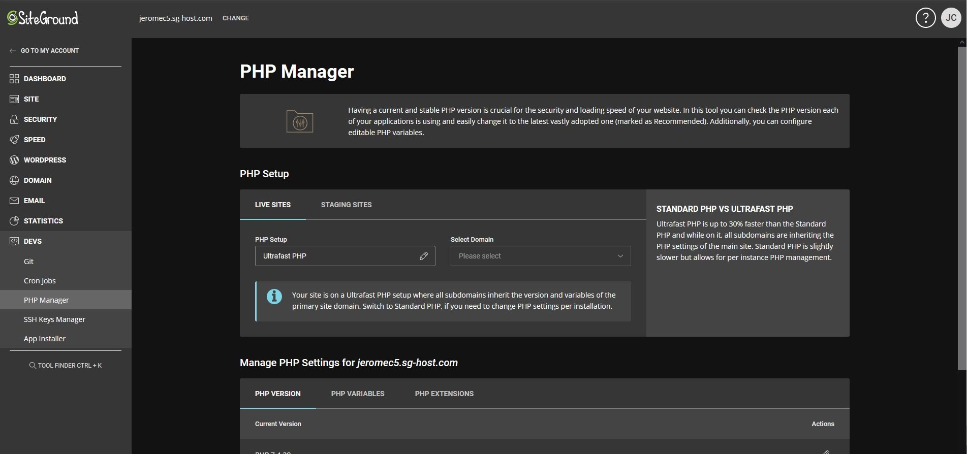 @SiteGround : notre avis sur l'nterface d'administration