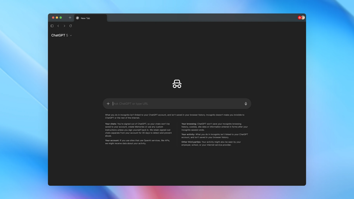 Mode privée de ChatGPT Atlas, offrant une expérience sécurisée sans historique conservé ni traçage des activités en ligne. - © ChatGPT Atlas