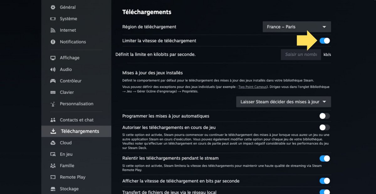 En limitant la vitesse de téléchargement, vous pouvez jouer, même si votre connexion n'est pas top © Valve / Steam