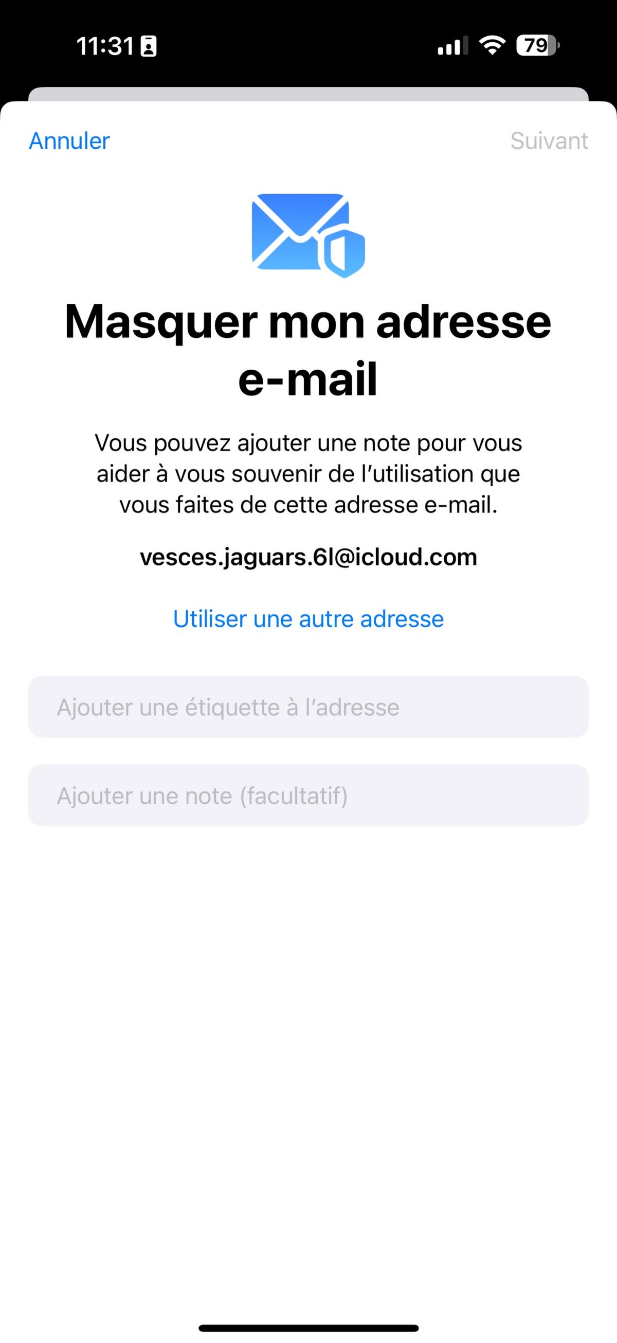 Apple Confidentialité Masquer email