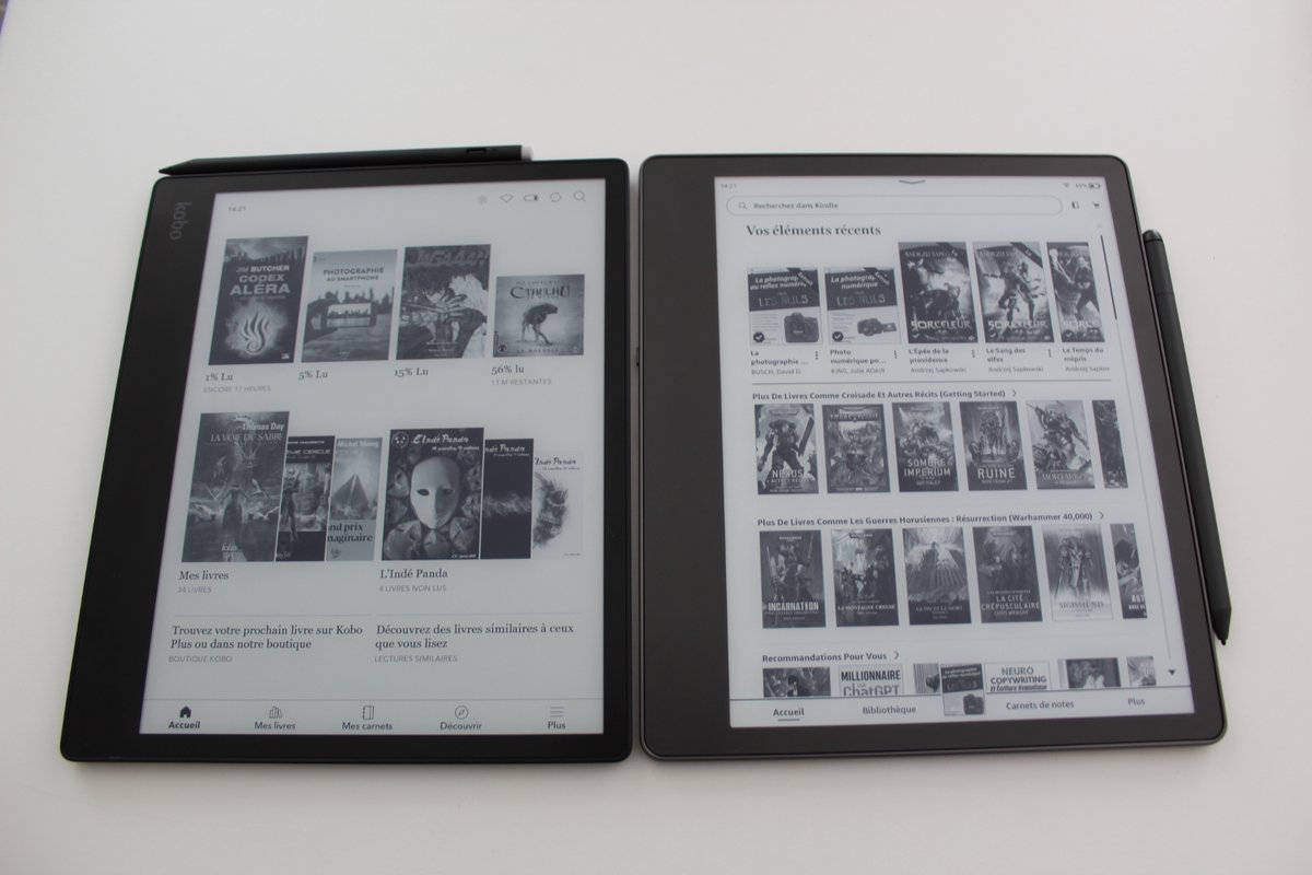 Kobo Kindle - interfaces liseuses
