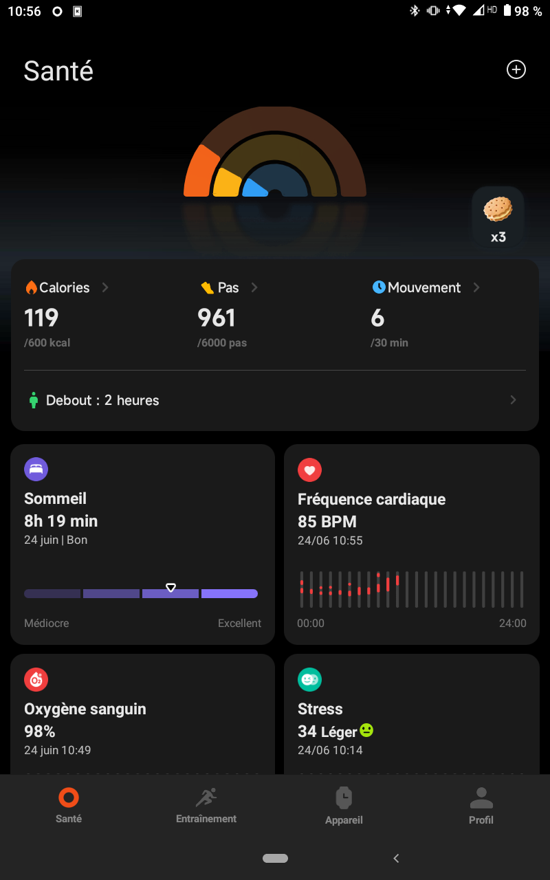 Mi Fitness - Menu principal Mi Band 10