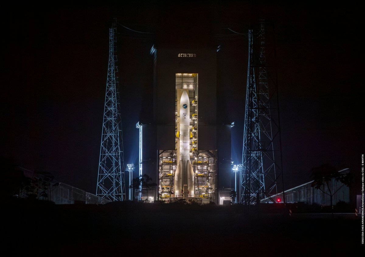 Ariane 6, la belle de nuit ! Photo prise lors des derniers essais réussis, en octobre © ESA/CNES/Arianegroup/CSG/S.Martin