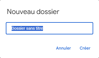 Google Drive - Création de nouveau dossier