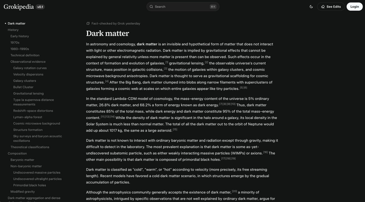 Un article en anglais sur la matière noire. ©Capture d'écran / Clubic