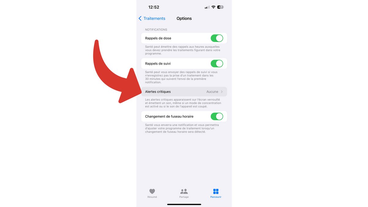Les "Alertes critiques" dans les options de Traitements