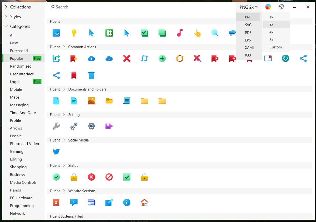 Logiciel Icons8 (Pichon) sur Windows