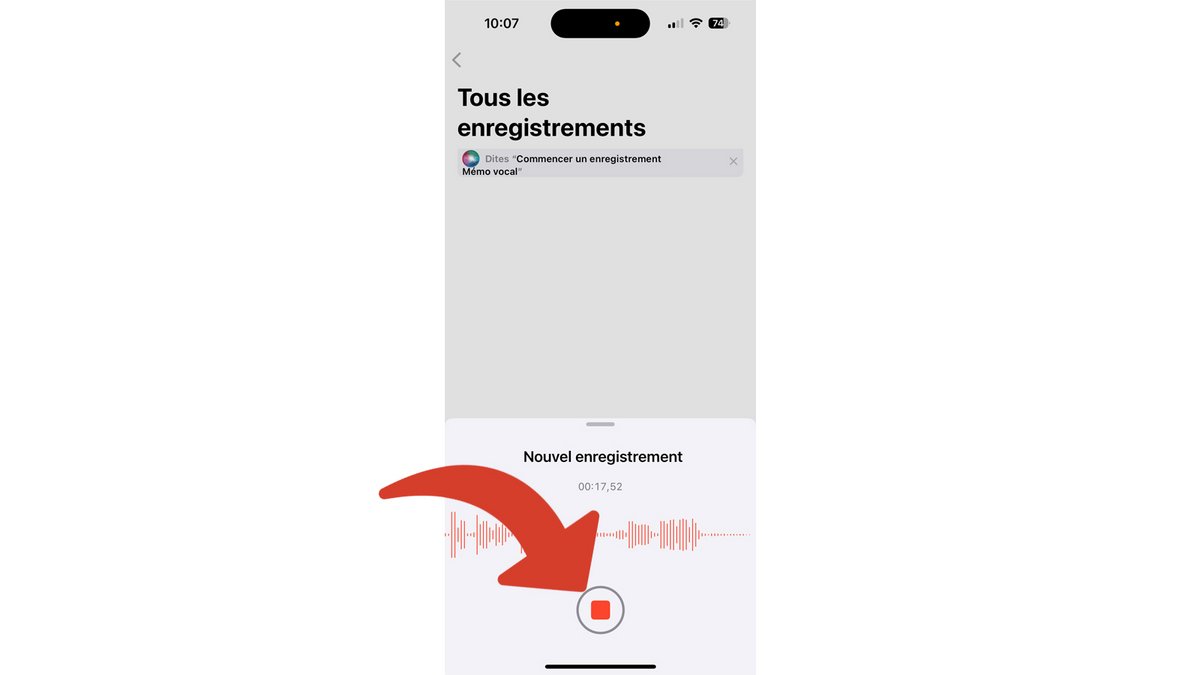 Arrêter l'enregistrement du Dictaphone de l'iPhone © Clubic