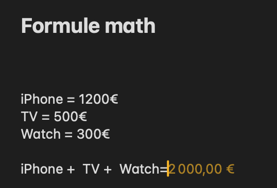 Formule math dans notes