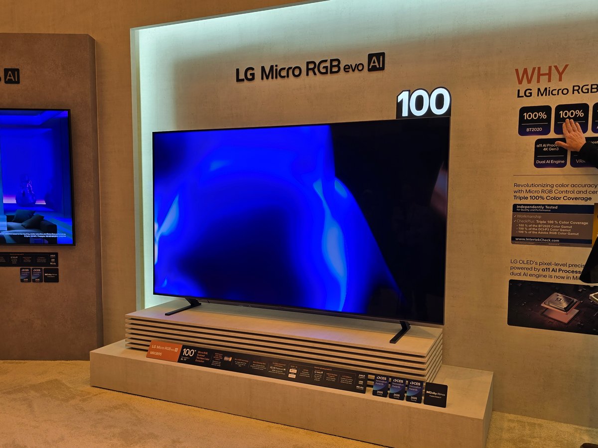 Le LG MicroRGB evo ici avec sa diagonale de 100 pouces. © Matthieu Legouge