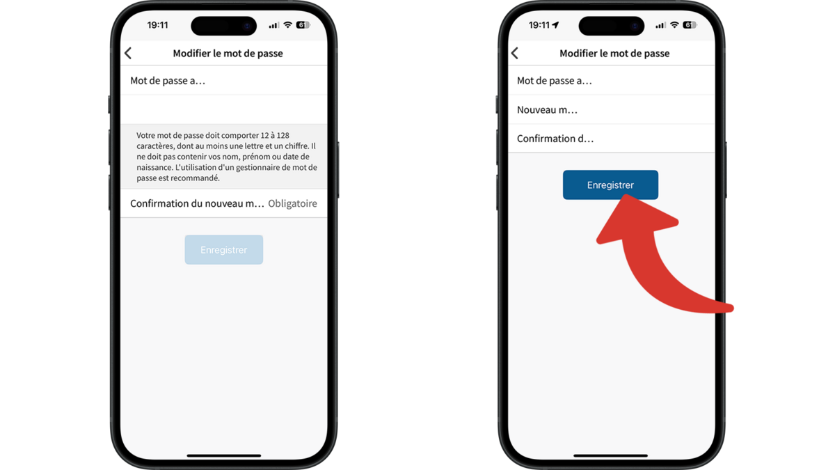 Enregistrer le nouveau mot de passe © Clubic