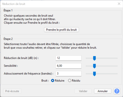 Audacity Elimination du bruit comment supprimer le bruit de fond