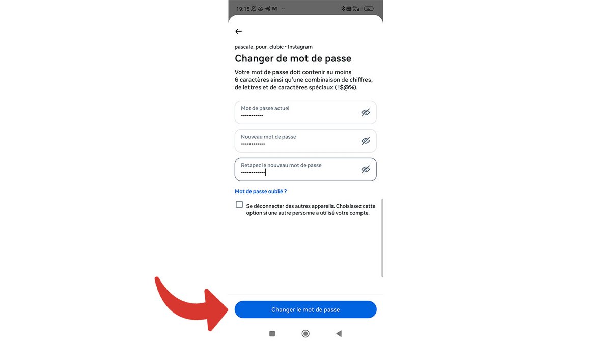 Valider le changement de mot de passe Instagram © Pascale Duc pour Clubic