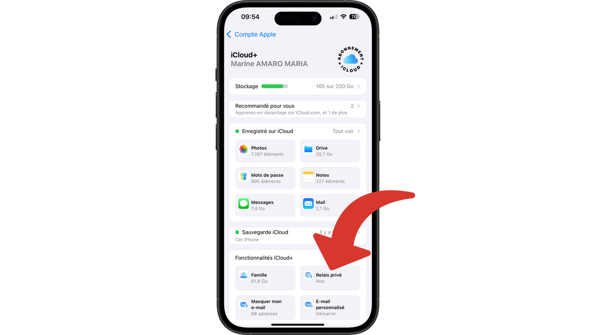 Accéder aux réglages du Relais privé iCloud © Clubic