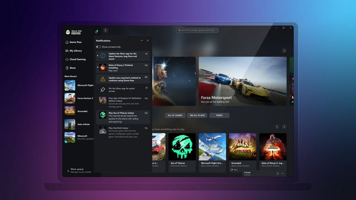 De meilleures notifications pour l'appli Xbox sur PC © Microsoft