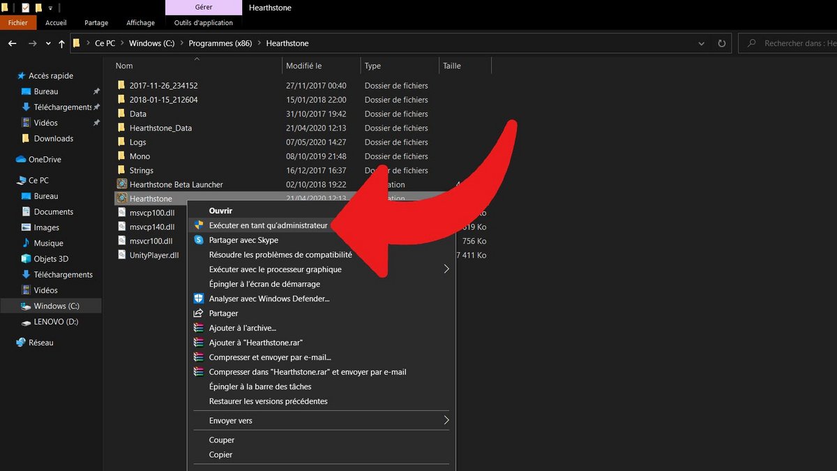 Windows 10 exécuter logiciel en tant qu'administrateur