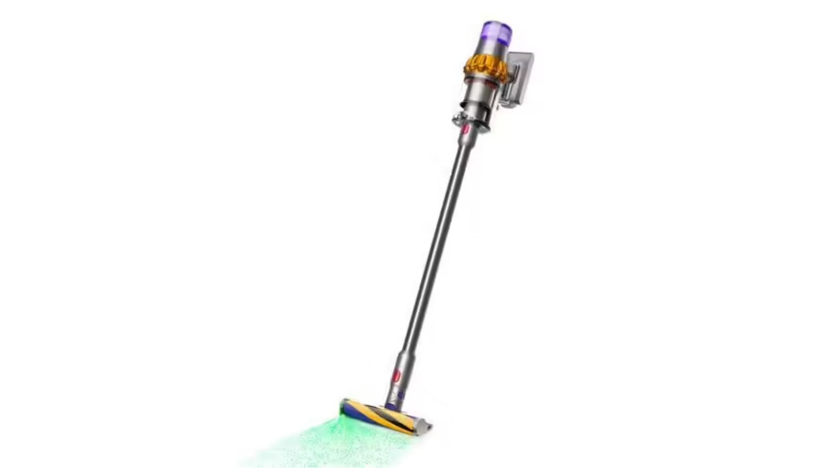 Le Dyson V15 et sa lumière verte qui traque la poussière au grain près. © Dyson