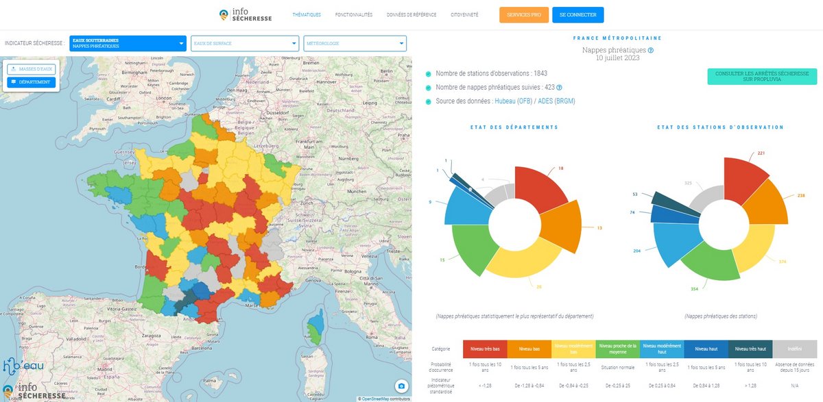 Carte du site Info-Secheresse © Capture d'écran Clubic