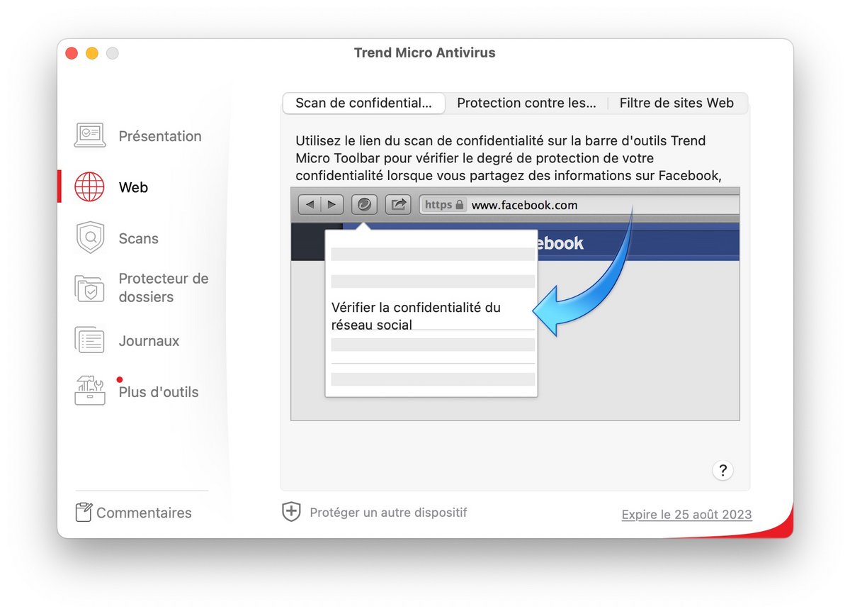 Trend Micro Maximum Security - Option de confidentialité