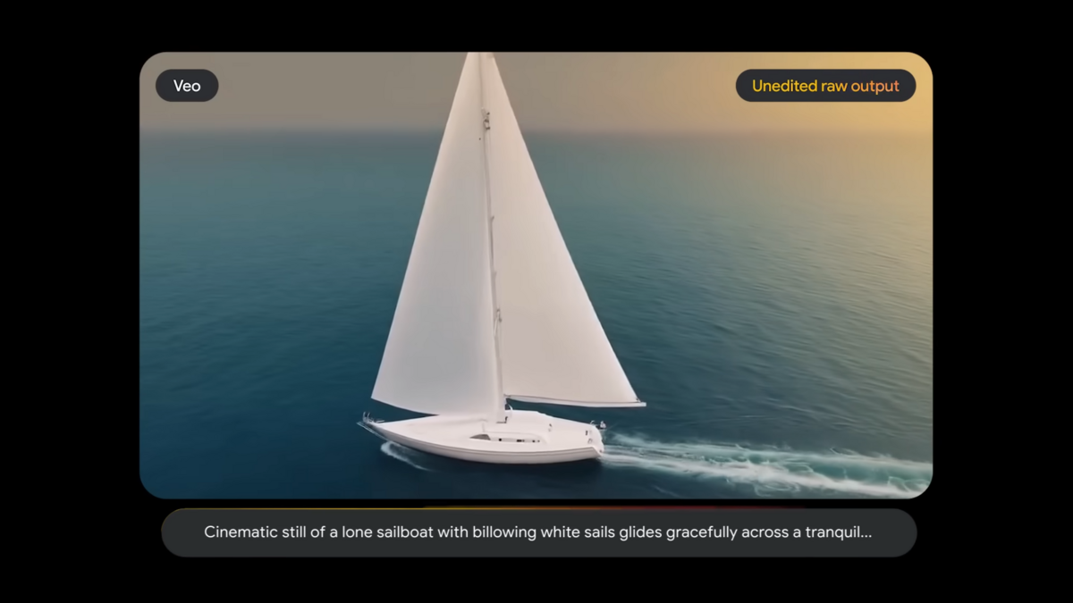 Vidéo d'un voilier, générée avec Veo. © Google