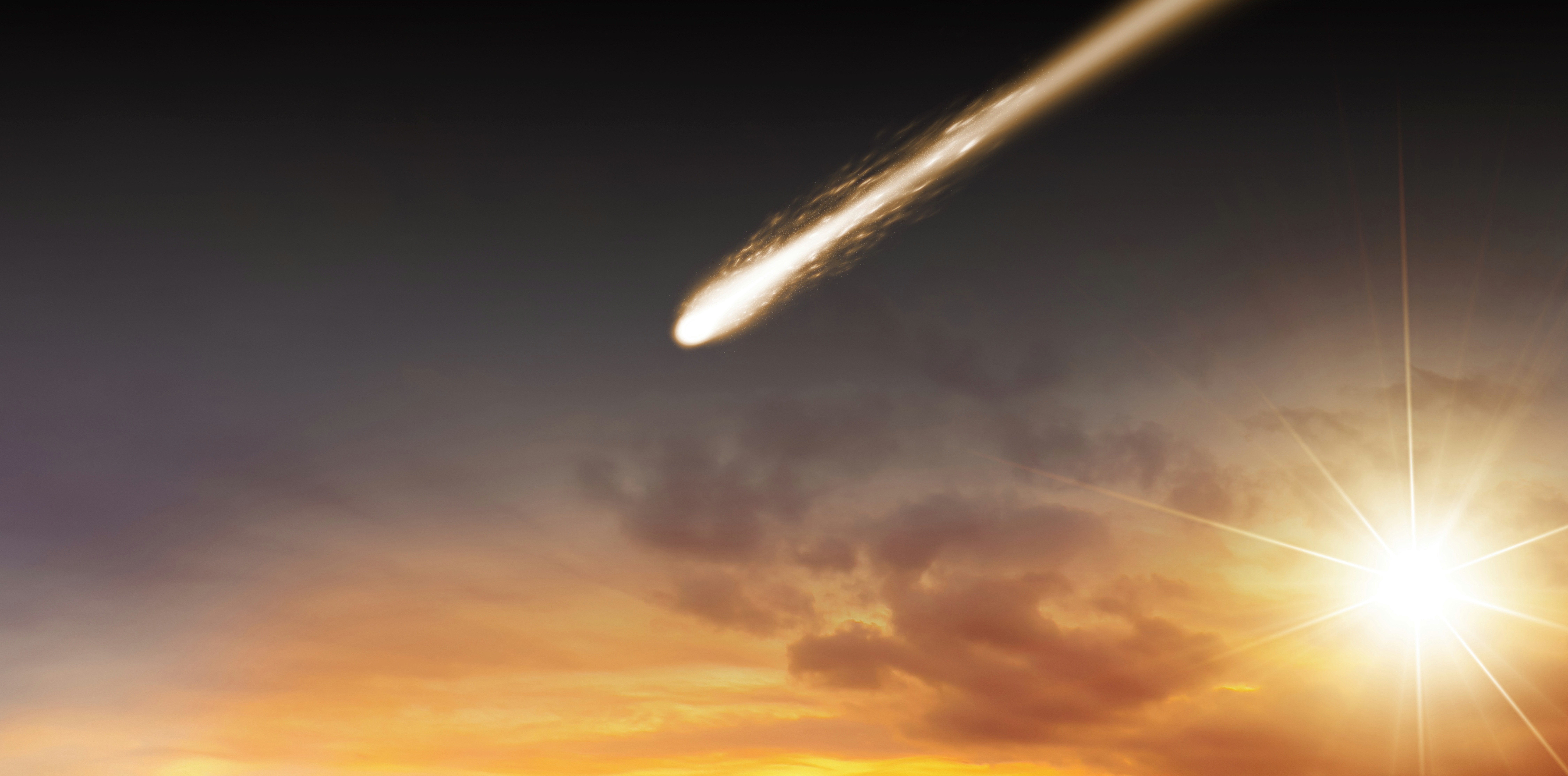  Si, dans un scénario théorique, 2025 OW entamait une entrée atmosphérique, il est plus que probable qu'il n'atteigne pas le sol intact et explose à une dizaine de km au dessus du sol. © Gergitek / Shutterstock