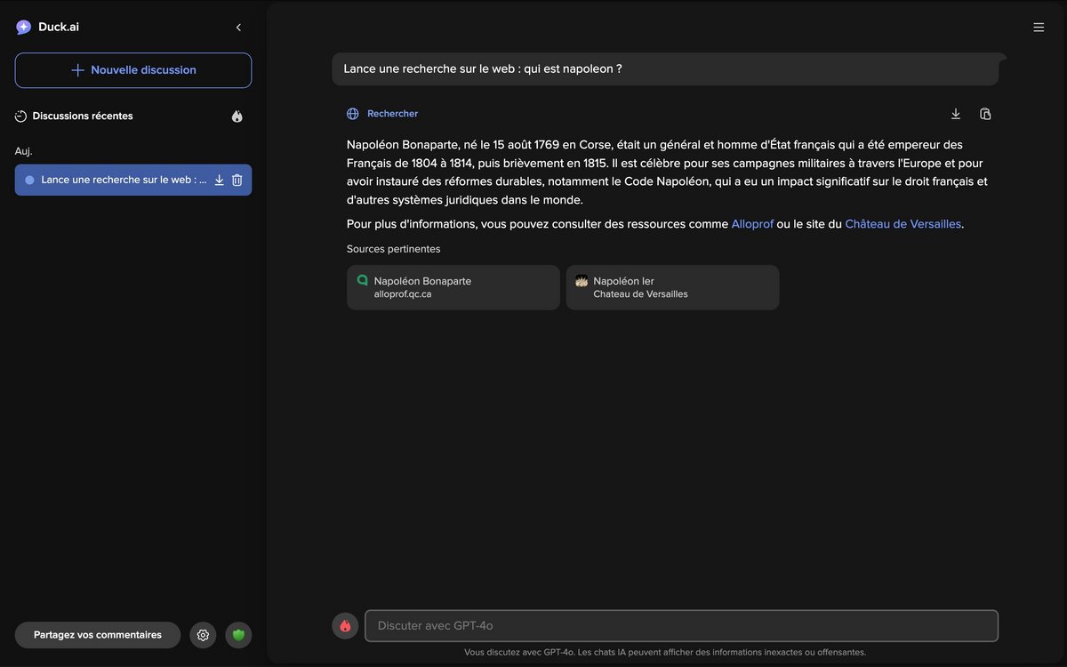 Des recherches web anonymysées. ©DuckDuckGo