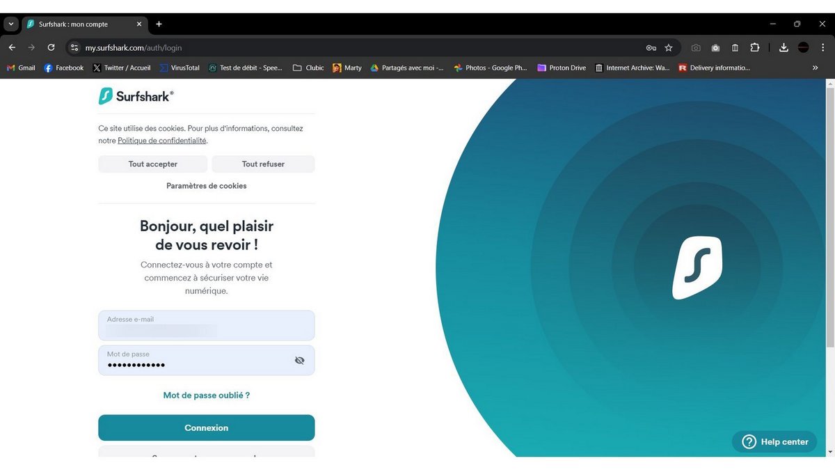 Connectez-vous à votre compte Surfshark © Clubic