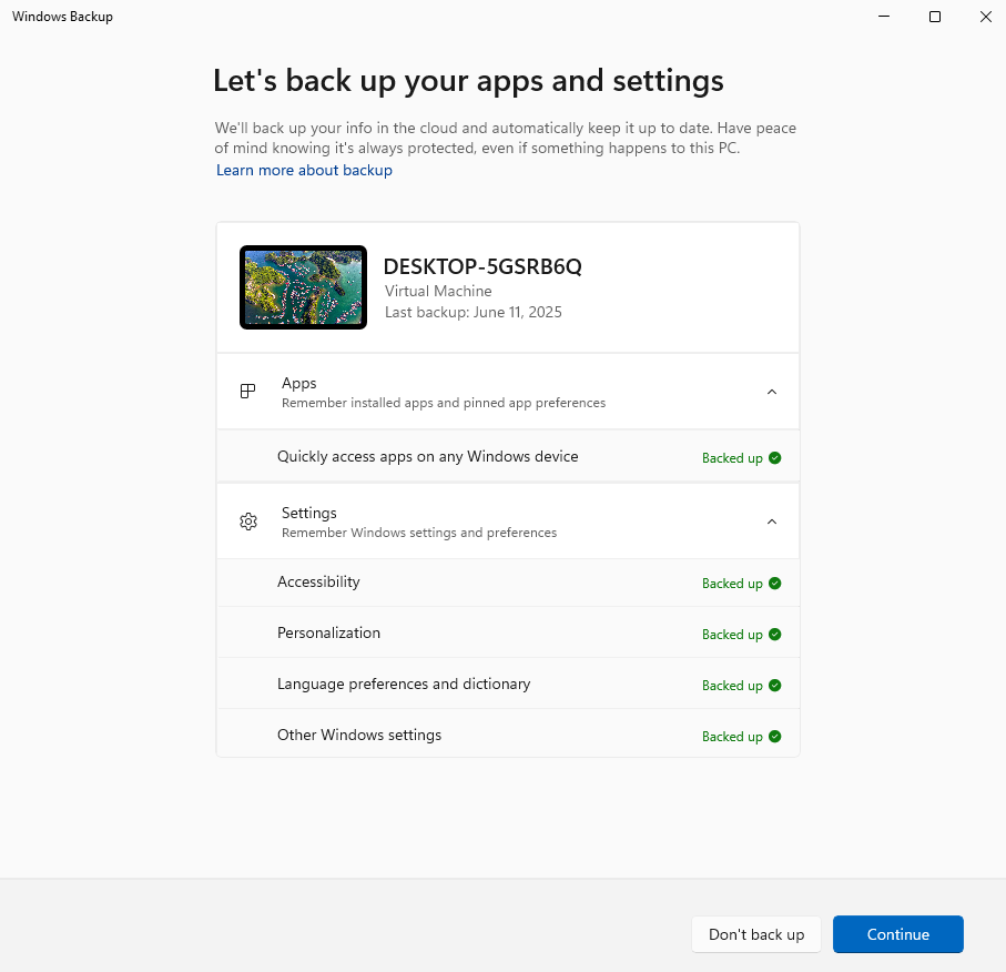 Windows Backup for Organizations permets de restaurer en deux clics profils, réglages et applications sur un nouveau PC Windows 11. © Microsoft