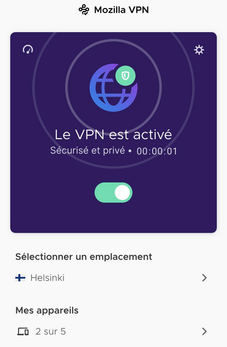 Mozilla VPN pour Android