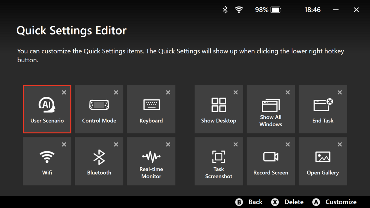 Le Quick Settings ne peut être capturé : ses options sont nombreuses © Nerces pour Clubic