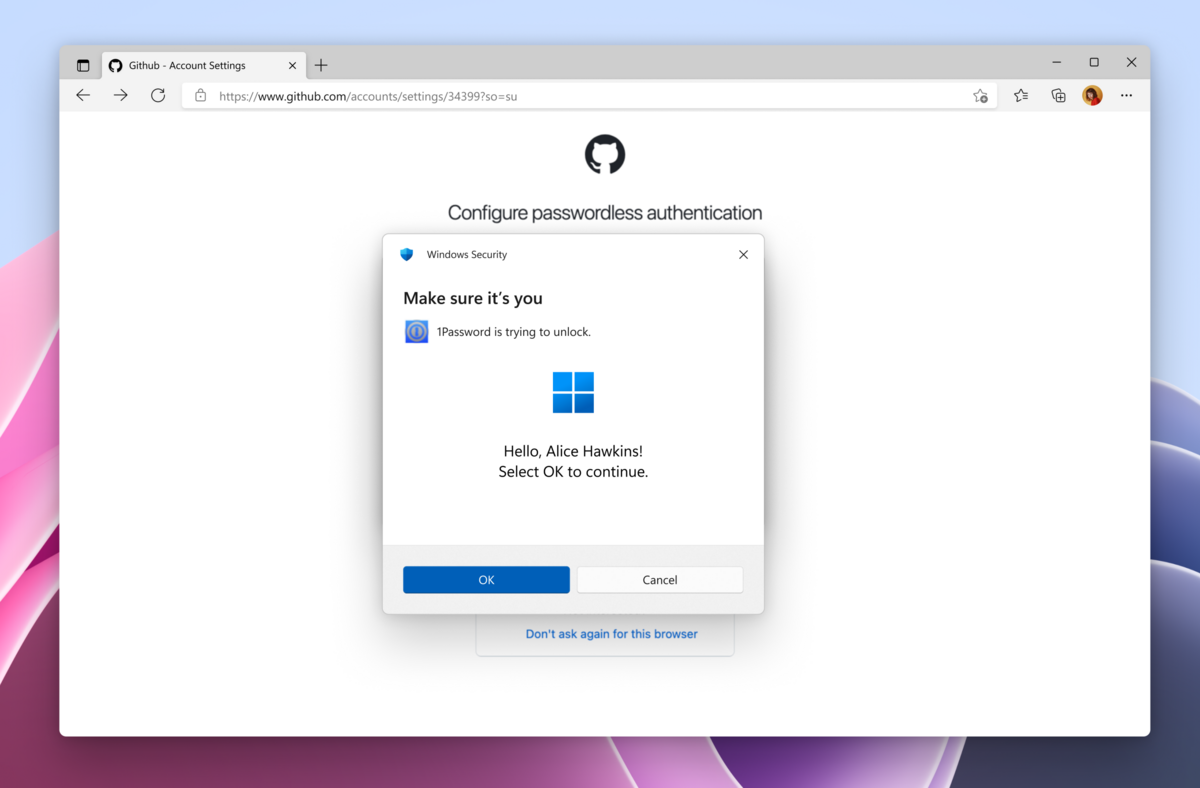 Windows 11 s’associe à 1Password pour accélérer la fin des mots de passe. © Microsoft
