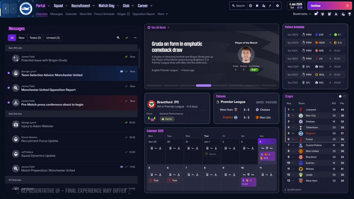 Le portail apportera plus de détails et de possibilités de personnalisation © Sega / Sports Interactive