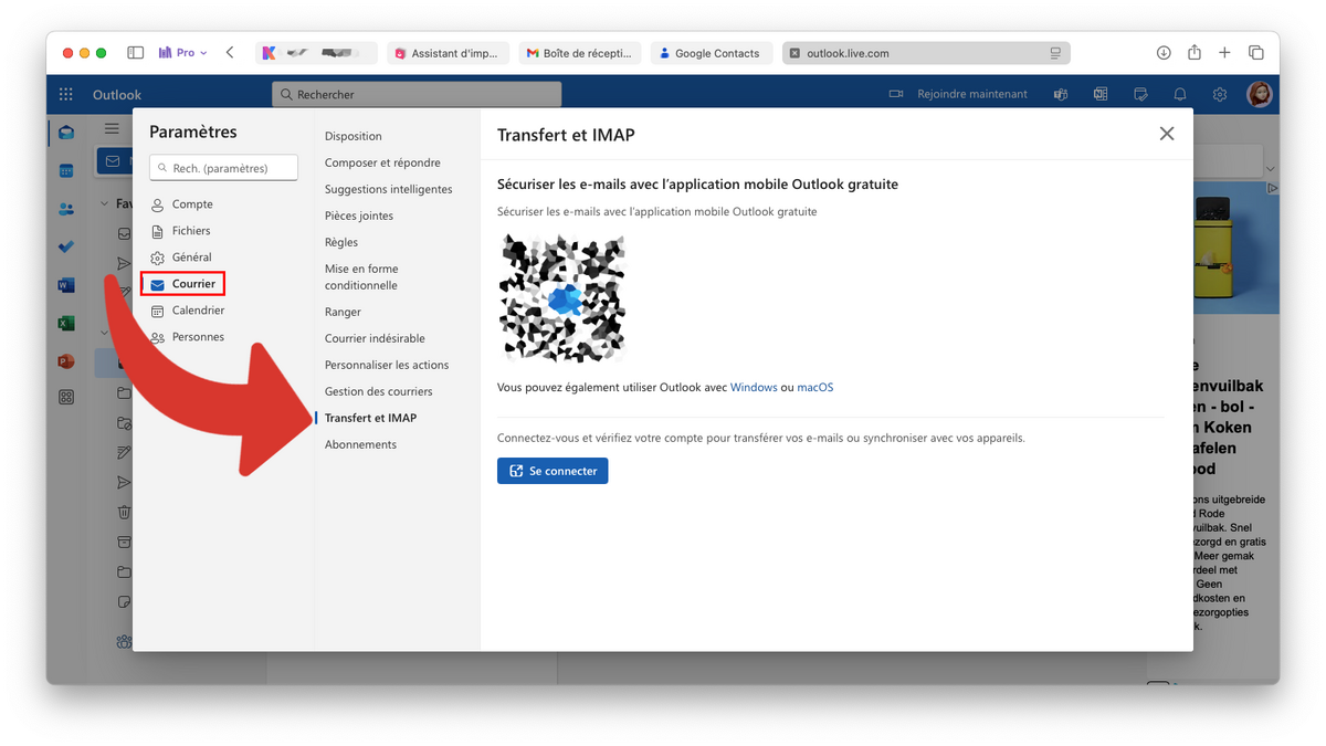 Accéder aux paramètres de transferts d'e-mails © Clubic