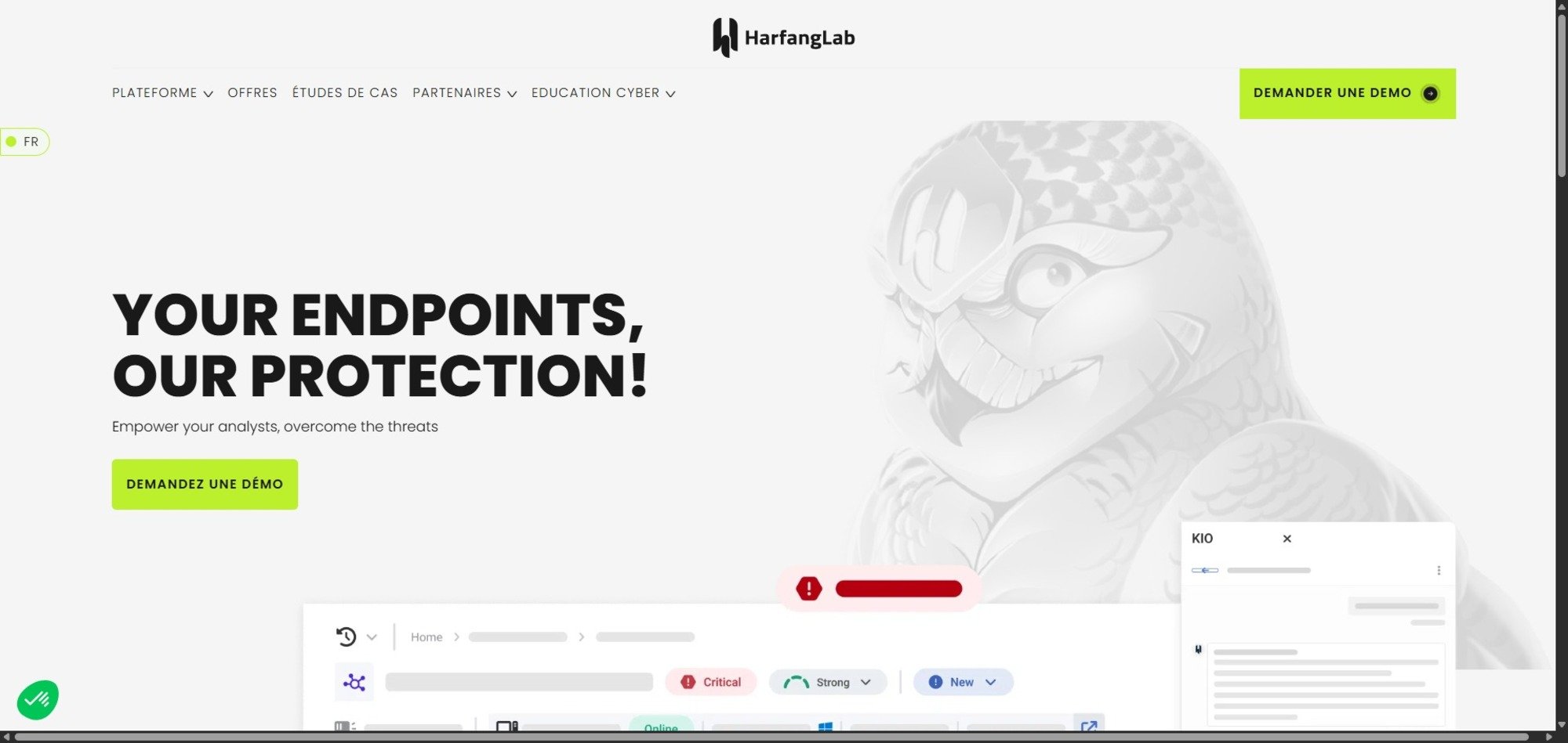 Un aperçu de la page d'accueil de HarfangLab. © Alexandre Boero / Clubic