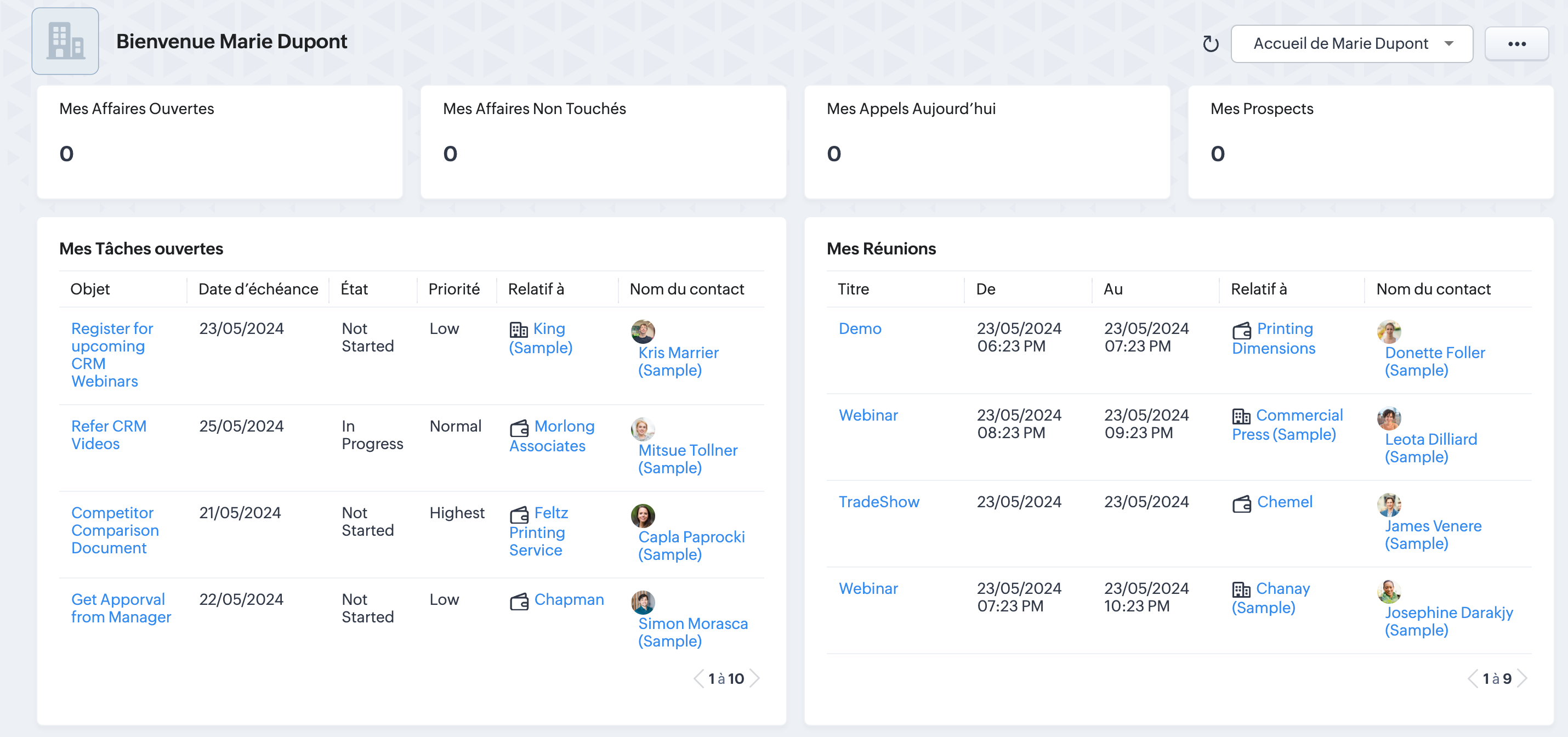 Une interface sur-mesure © Zoho Corporation