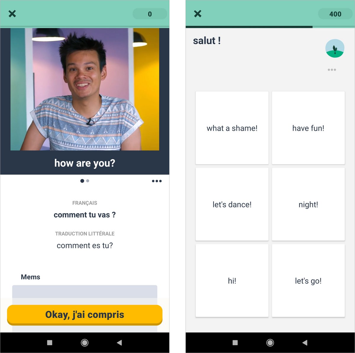 Une fois la langue et le niveau de compétences de l'utilisateur établis, Memrise propose non seulement de mettre en place une routine d’apprentissage – grâce à l’activation des notifications –, mais aussi de fixer des objectifs quotidiens (par exemple, 15 nouveaux mots par jour). © Clubic