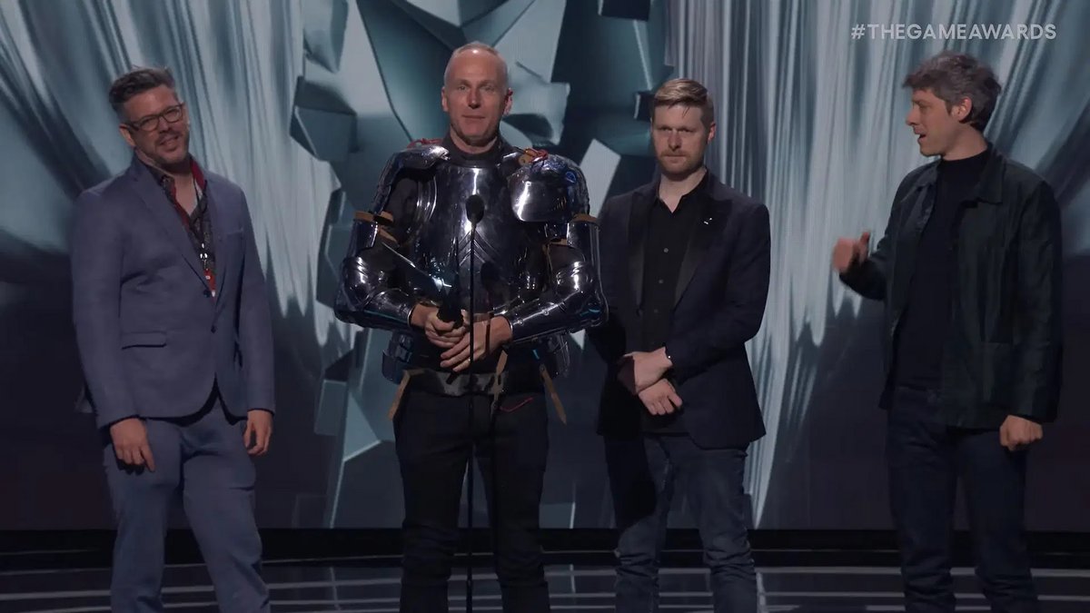 Swen Vincke, le directeur de Larian Studios, dans son iconique armure © The Game Awards