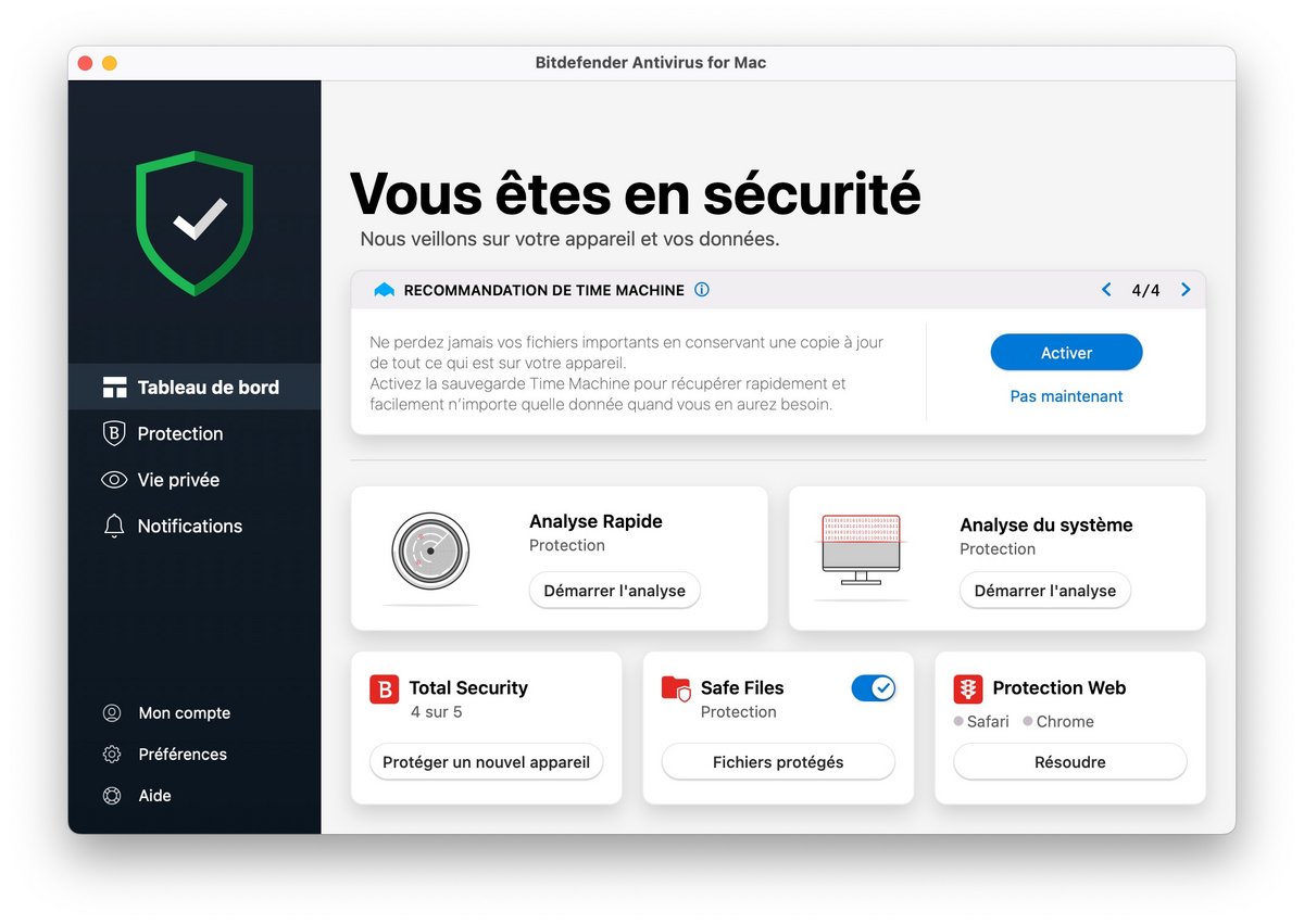 sous macOS comme Windows, Bitdefender Total Security 2022 a peu d'équivalent.