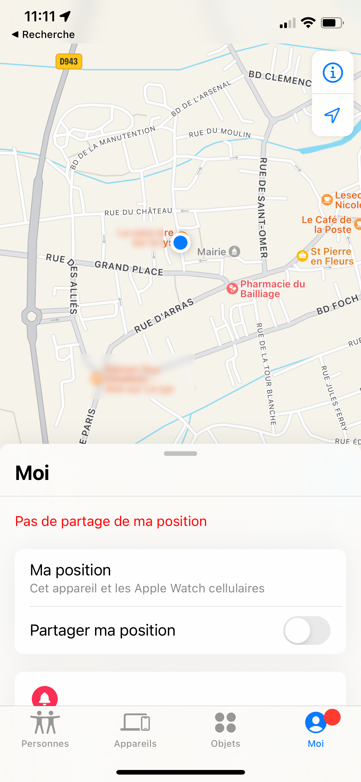 FindMy - Désactivation de la localisation d'un ami ou membre de la famille