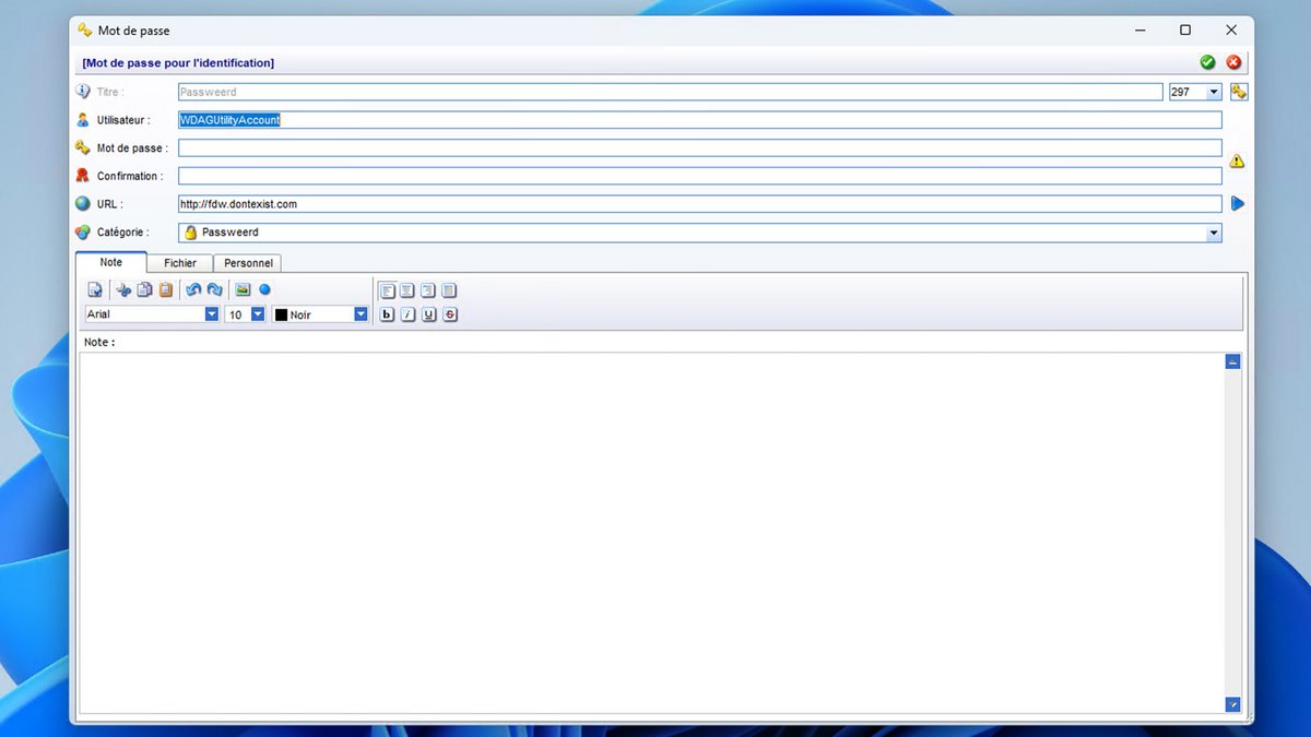 Passweerd est un gestionnaire de mots de passe portable pour Windows, simple et léger, qui sécurise vos identifiants sans nécessiter d’installation - © Passweerd