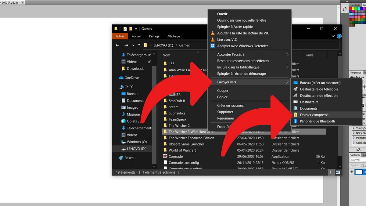 Windows 10 compresser fichiers