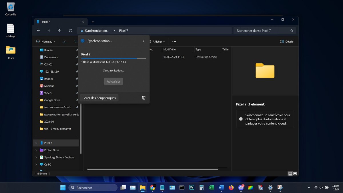 PAtientez le temps de la synchronisation de vos contenus Android dans l'Explorateur © Clubic