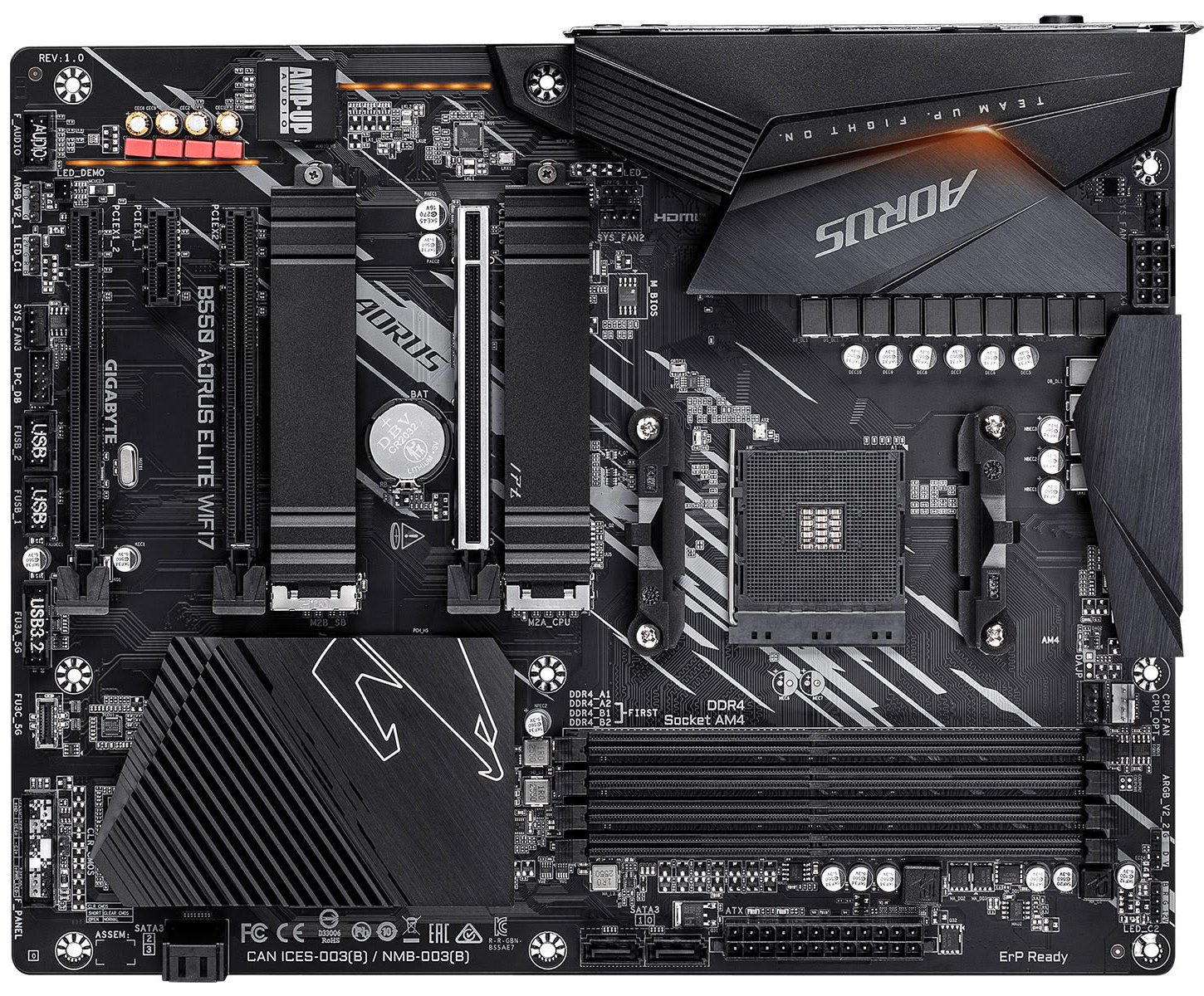 Une carte mère AM4 avec chipset B550 assez classique. © TechPowerUp