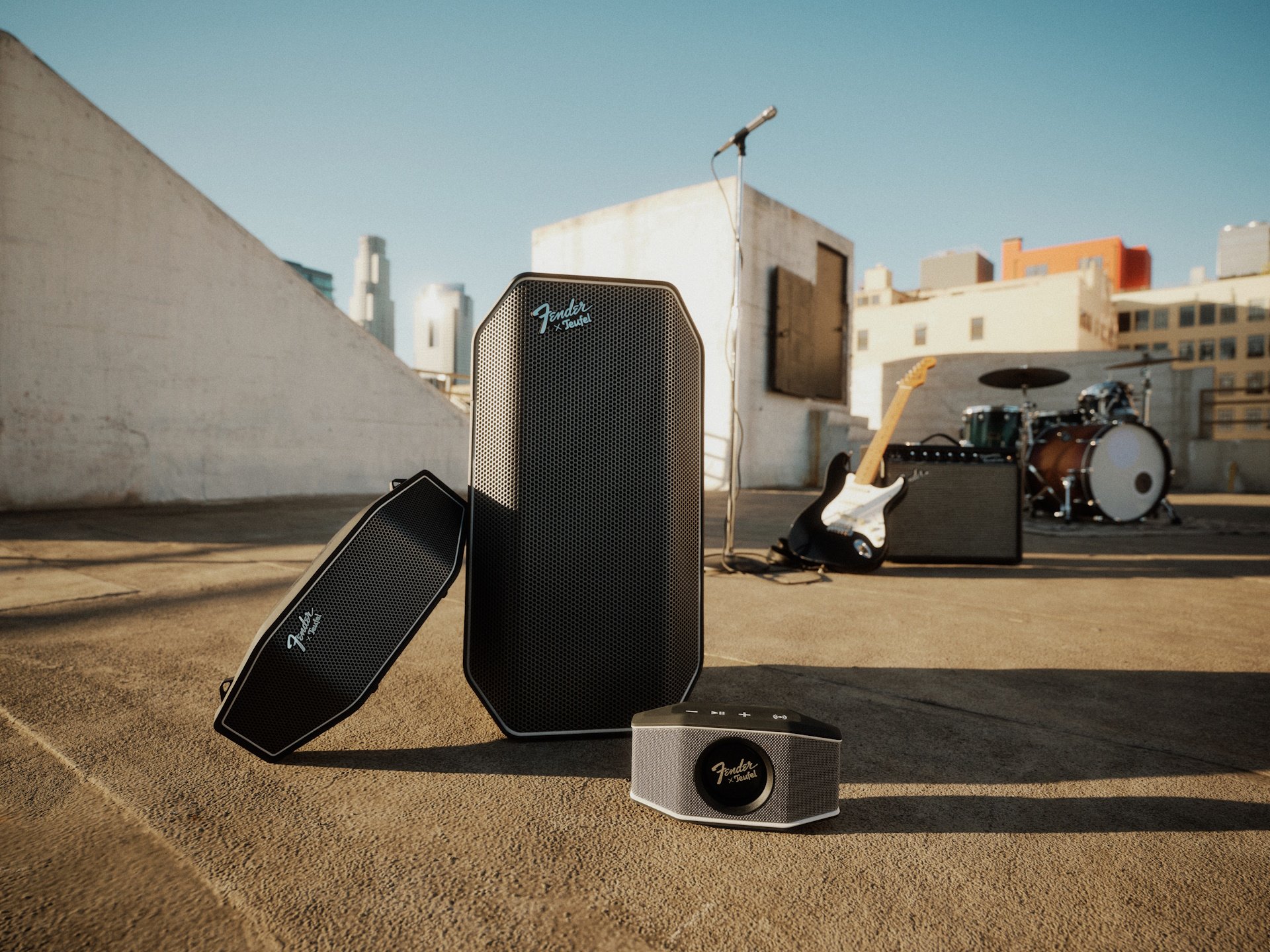 Les enceintes Bluetooth Fender x Teufel Rockster Air 2, Cross et Go 2. ©️ Teufel